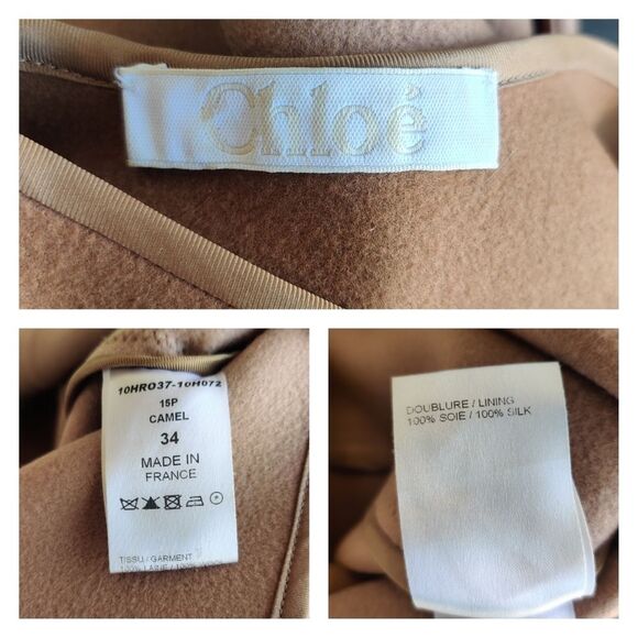 Chloe Wool Sleeveless Camel Dress Size 34 US 2 - Picture 13 of 16